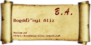 Bogdányi Aliz névjegykártya